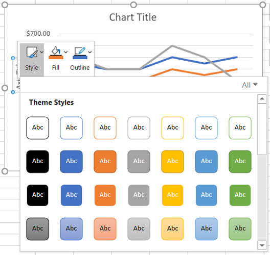 Выберите Style для применения темы