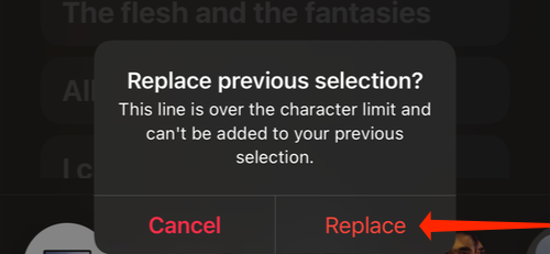 Нажмите Заменить, чтобы сменить выделение на новый фрагмент