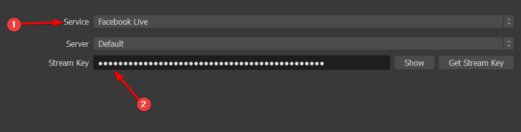 Настройка потока и вставка Stream Key в OBS
