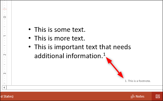 Пример сноски внизу слайда