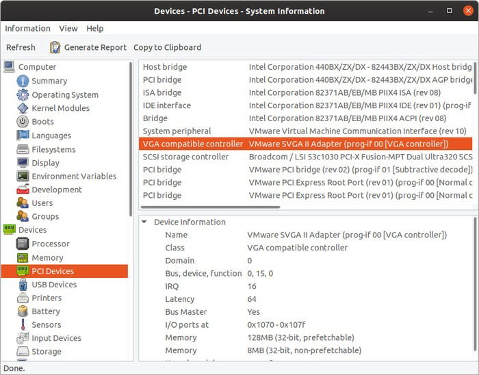 Скриншот: список PCI-устройств с GPU