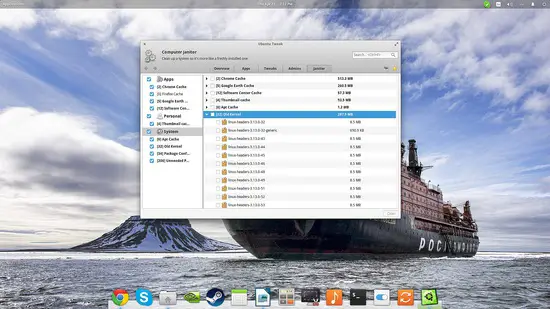 Ubuntu Tweak che mostra la funzione Janitor con elementi selezionabili
