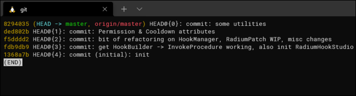 Пример вывода git reflog
