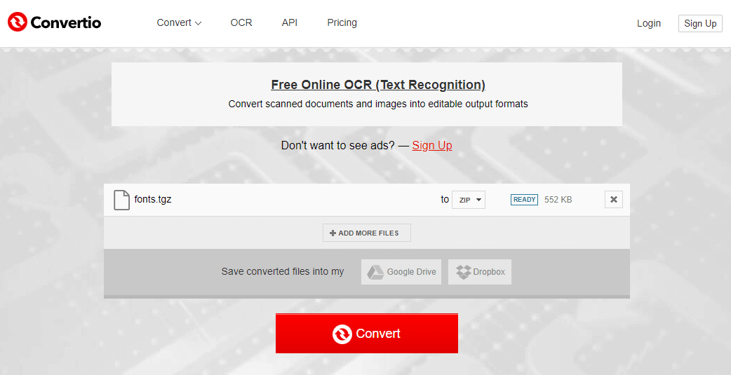 Кнопка конвертации на веб-сайте