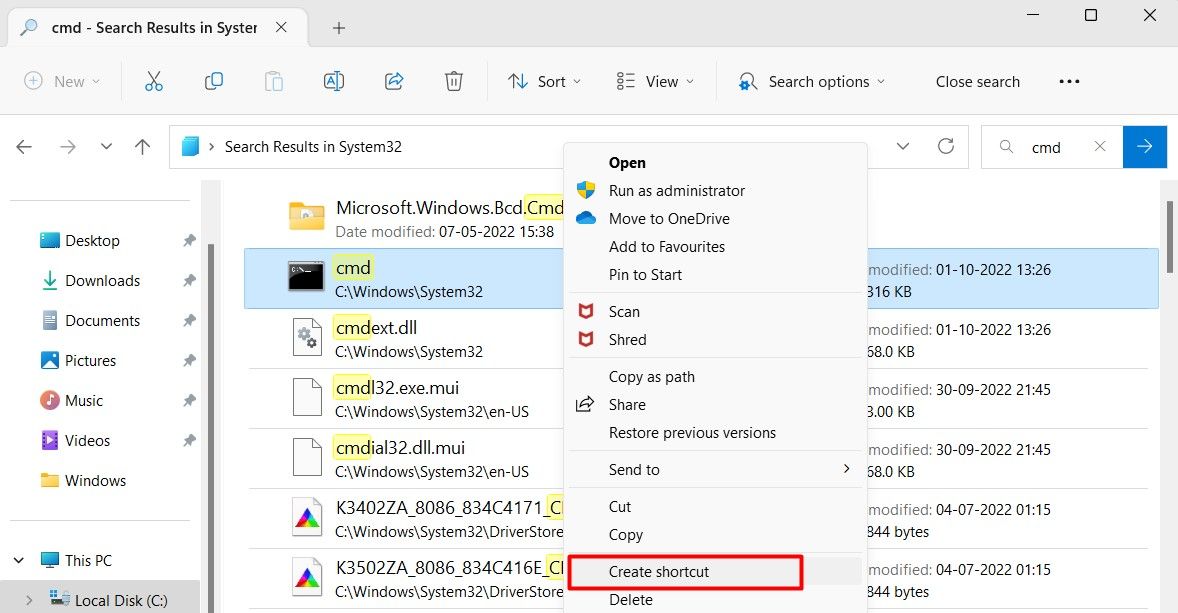 Создание ярлыка для Командной строки