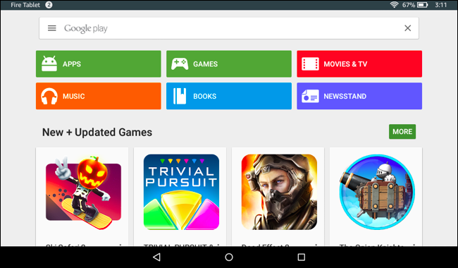 Иконка Google Play Store на экране планшета