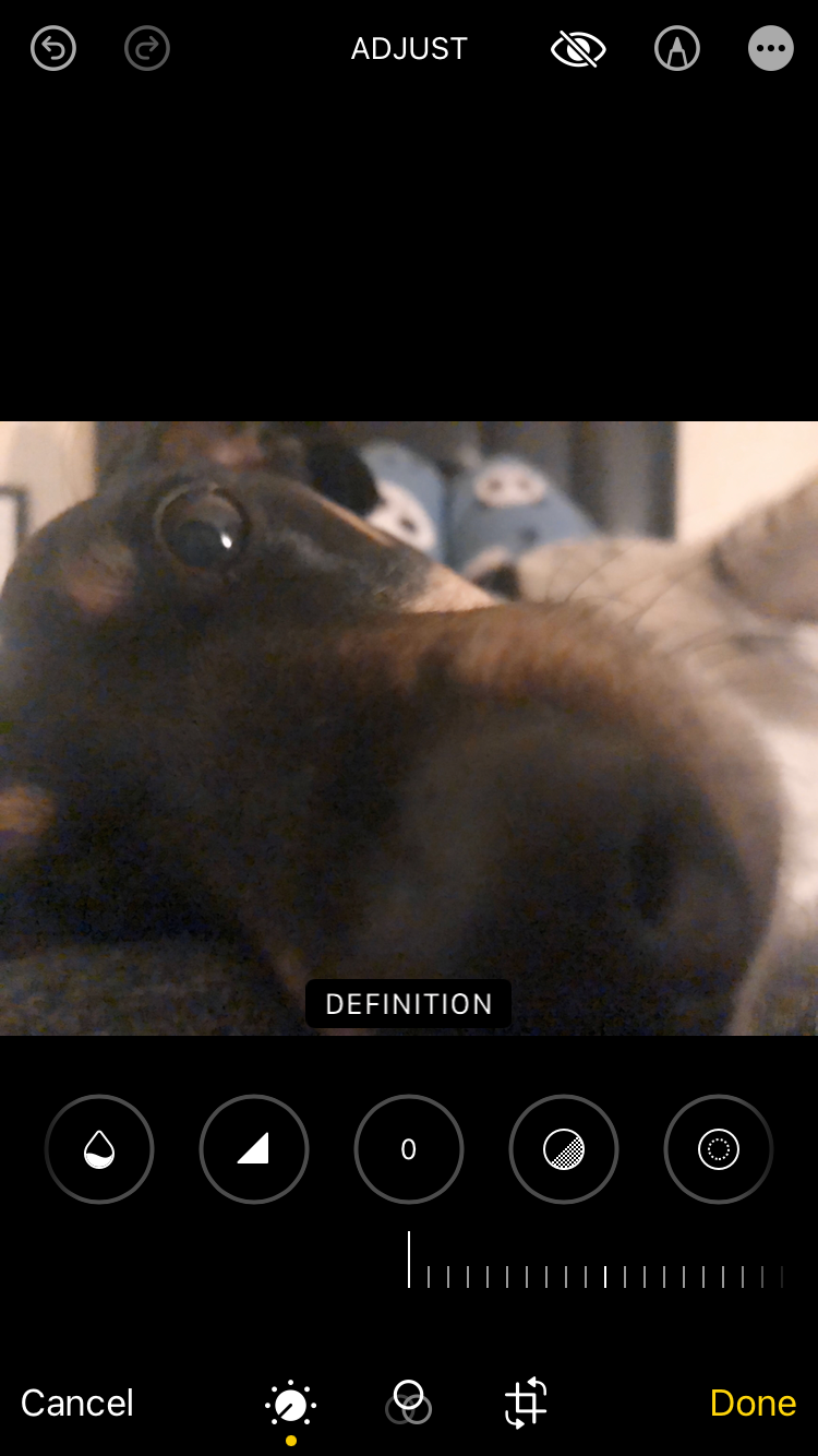 Поиск инструмента Definition в Apple Photos