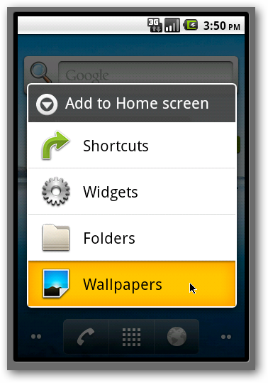 Настройка фона и виджетов на домашнем экране эмулятора