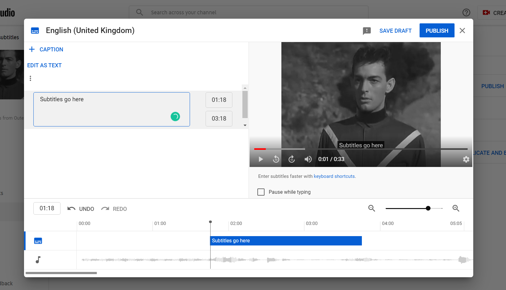 Добавление субтитров в YouTube Studio