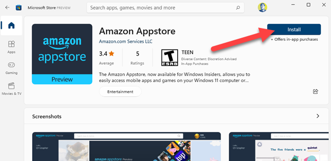Установите Amazon Appstore