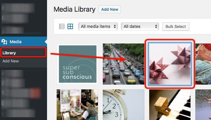 Поиск изображения в медиатеке WordPress перед копированием URL