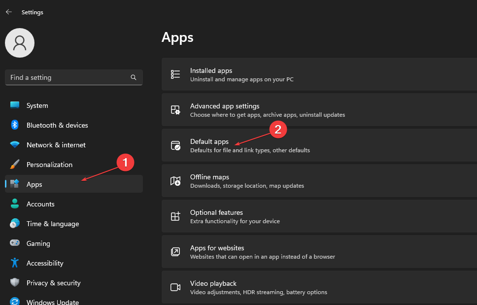 Окно Параметры → Приложения → Приложения по умолчанию