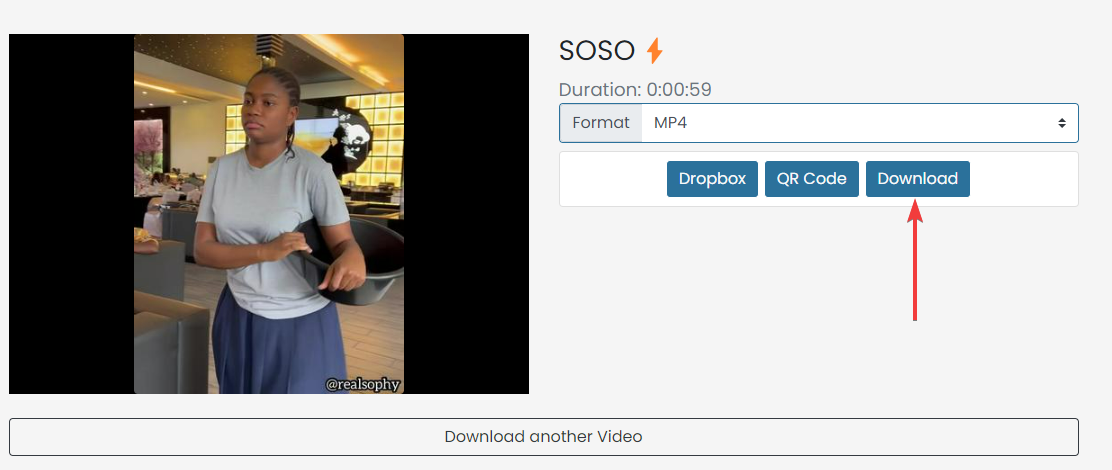 Кнопка Скачать на сайте сервиса сохранения TikTok