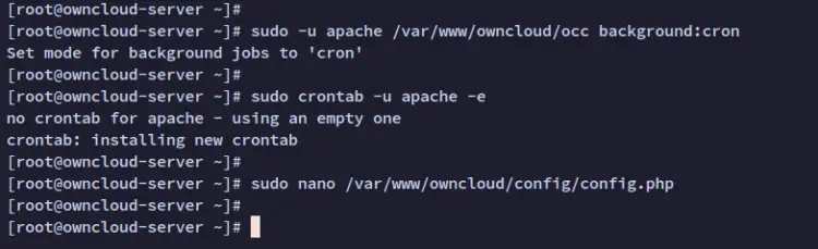 Настройка cron — вывод терминала