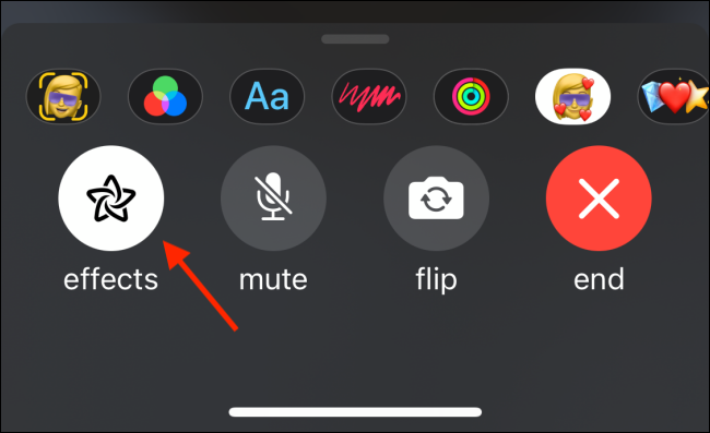 Нажмите Эффекты, чтобы выключить Memoji