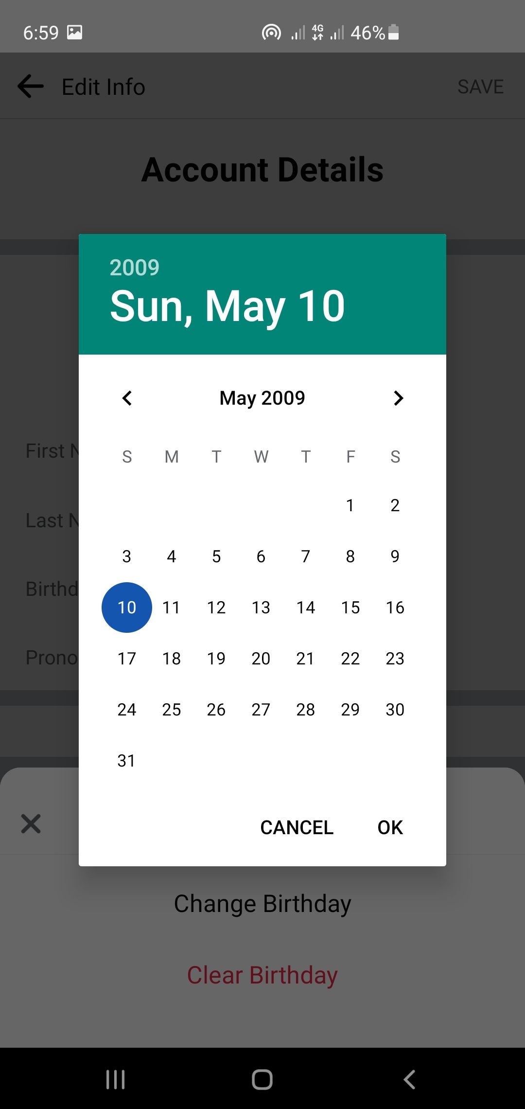 Изменение даты рождения в Messenger Kids