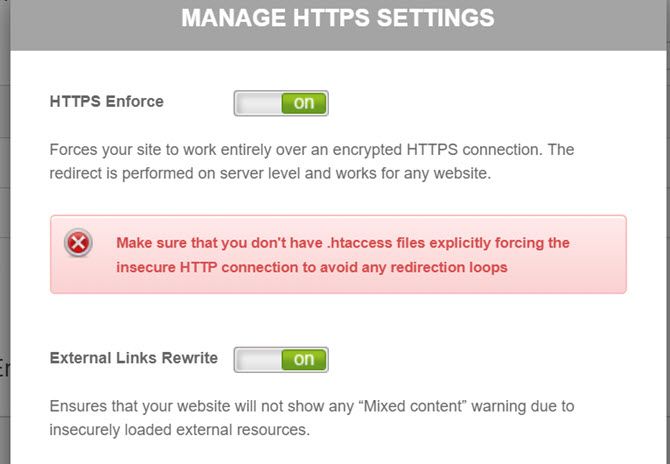 Панель управления настройками HTTPS