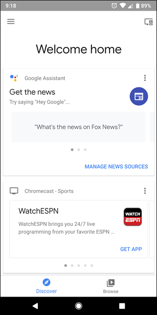 Меню приложения Google Home — боковая панель