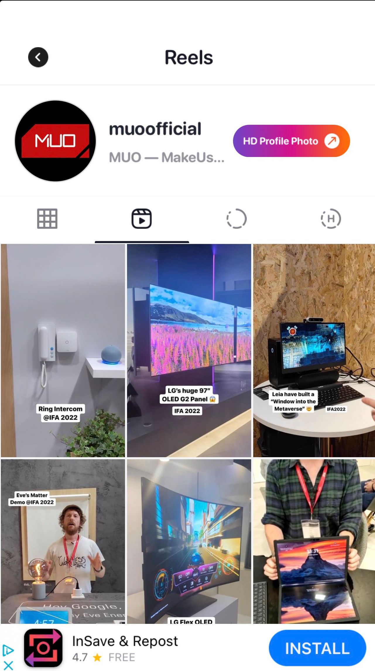 Результат поиска ролика в InstDown