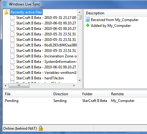 Прогресс передачи файлов и статус синхронизации