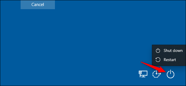 Click the power button and select 