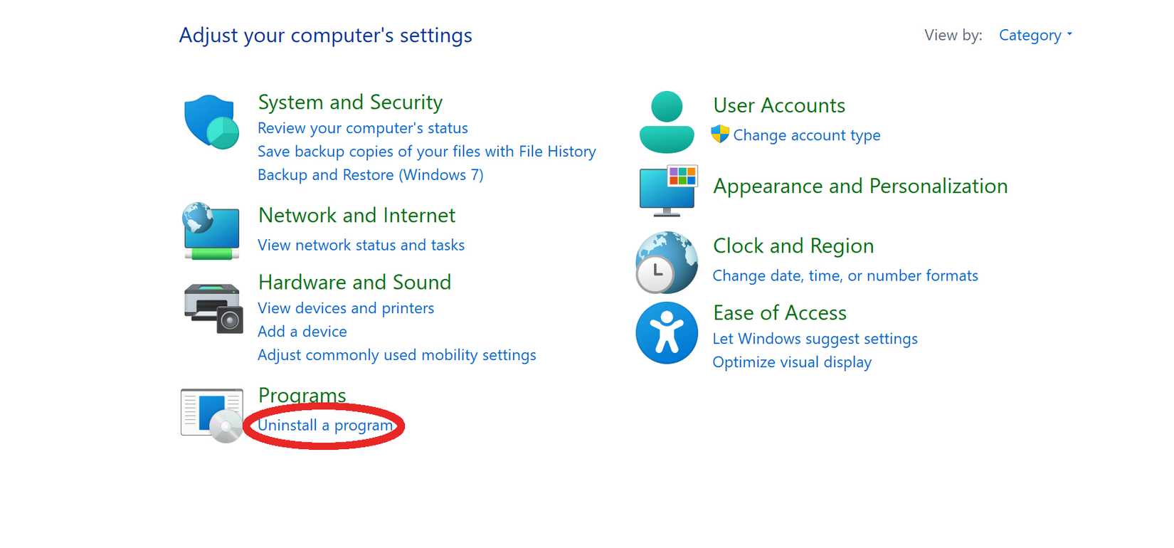 Control Panel - Uninstall a program.
