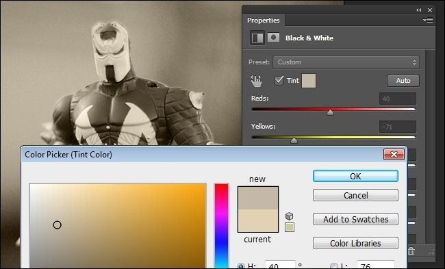 Фигура на переднем плане выделена благодаря регулировкам каналов в Black & White