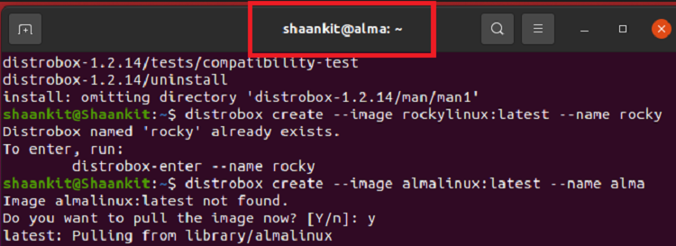 Терминал сменил приглашение на alma