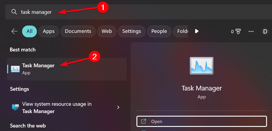 Окно Диспетчера задач для просмотра процессов