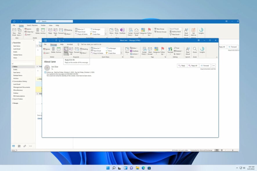 Убрать префиксы RE/FW в Outlook: инструкции