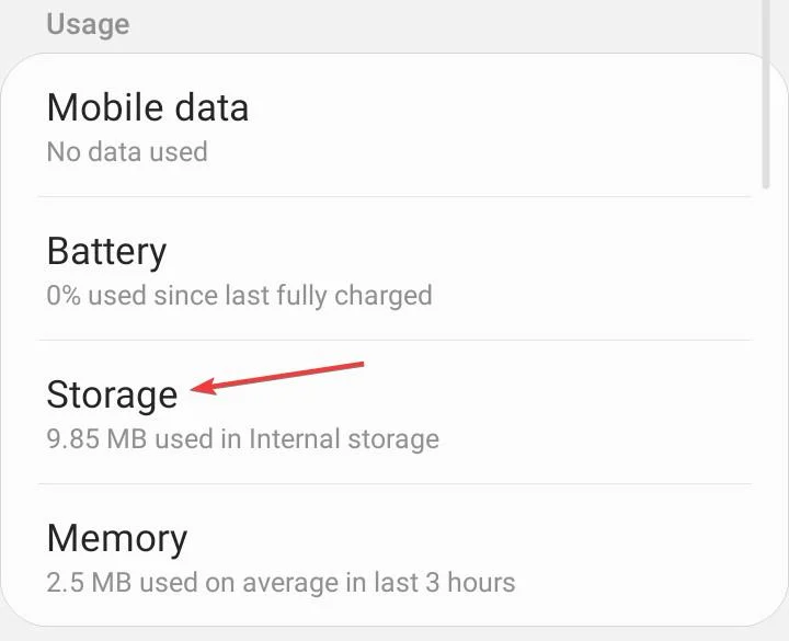 Экран хранения приложения Google Play