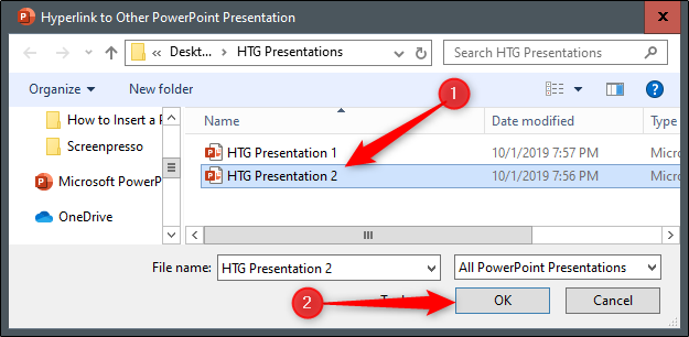 Select second presentation to link to