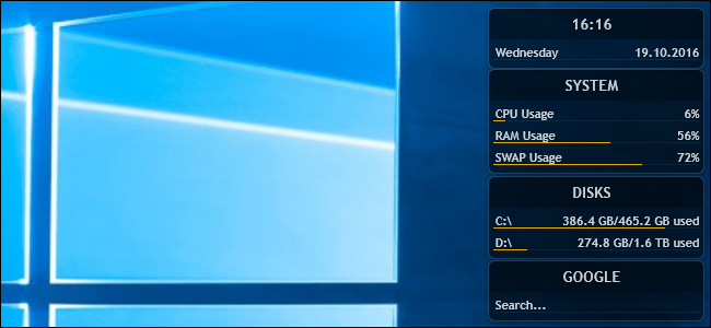 Скриншот Rainmeter и скинов