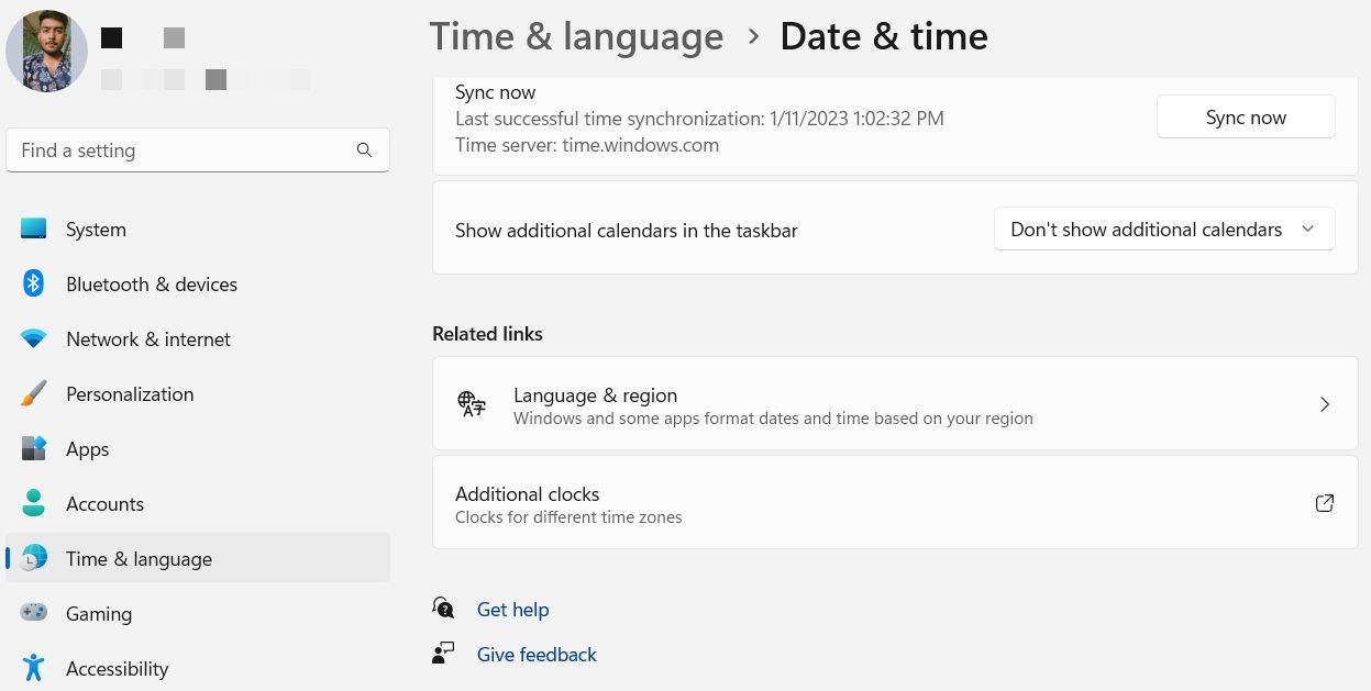 Опция Дополнительные часы в Параметрах