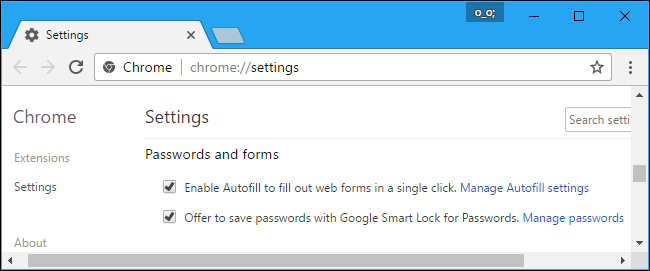 Скриншот: раздел настроек паролей в Chrome на рабочем столе