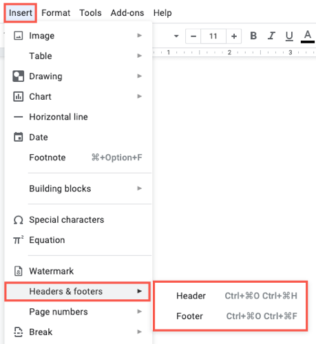 Разные колонтитулы в Google Docs