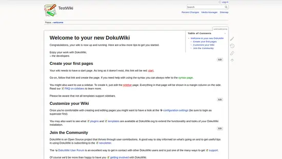 DokuWiki успешно установлена