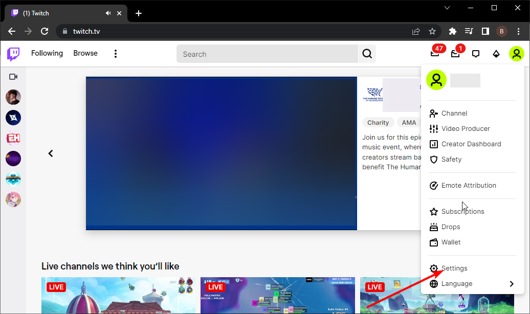 настройки Twitch