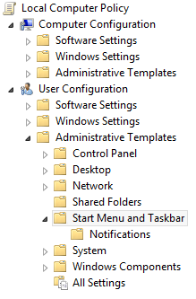 Навигация к разделу уведомлений в редакторе политик