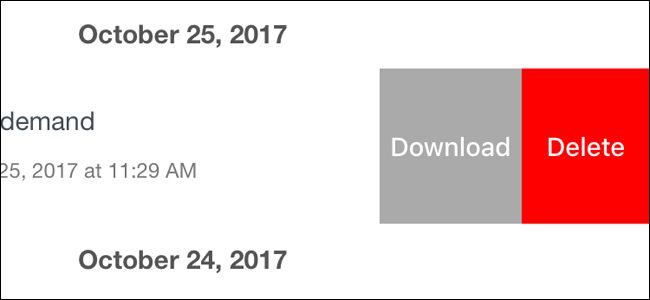 Сохранённые видеозаписи в приложении SkyBell, кнопка загрузки видна рядом