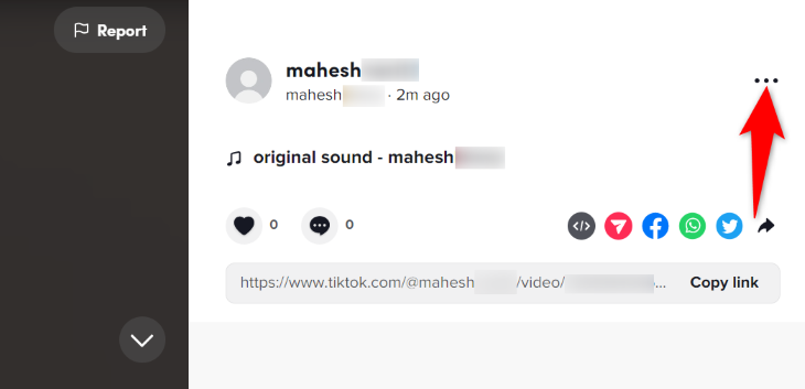 Нажмите три точки справа в веб-плеере.