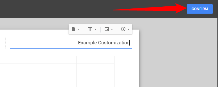 Нажмите 'Подтвердить' для сохранения изменений в колонтитуле.