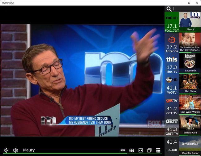 Просмотр канала в приложении HDHomeRun на ПК