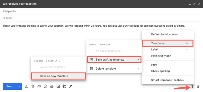 Сохранение письма как шаблона