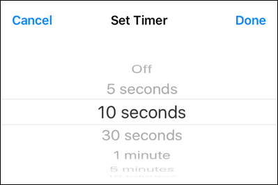 Выбор времени самоуничтожения сообщения