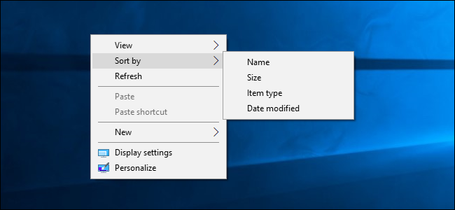 Сортировка и параметры отображения значков в Windows