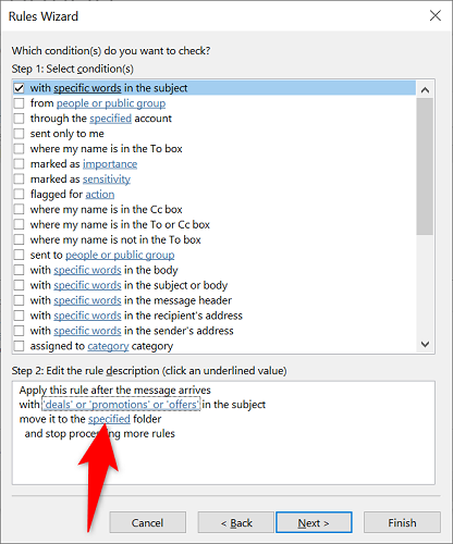 Выбор папки для перемещения по шаблону.