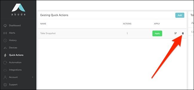 Иконка корзины для удаления Quick Action