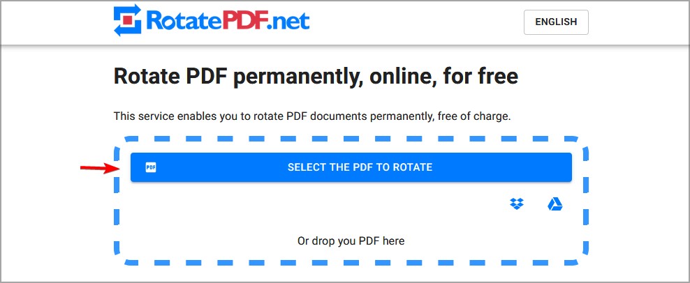 Интерфейс онлайн-сервиса поворота PDF