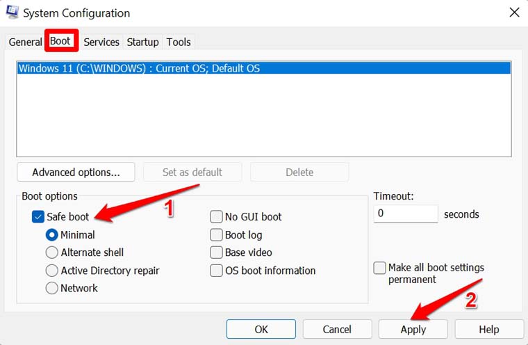Выполнить безопасную загрузку Windows 11